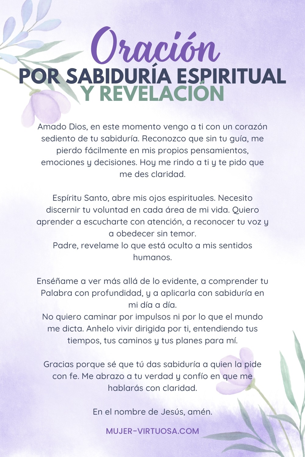 Oración cristiana para mujeres que buscan sabiduría divina, claridad espiritual y dirección de Dios para tomar decisiones sabias y vivir guiadas por el Espíritu Santo cada día.